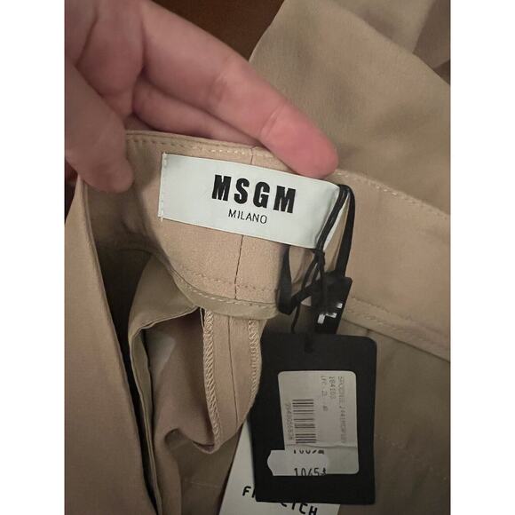 NWT MSGM Side Stripe Slim Leg Dress Pants Tan Red High Waist 40 EU 8 US - Picture 3 of 4